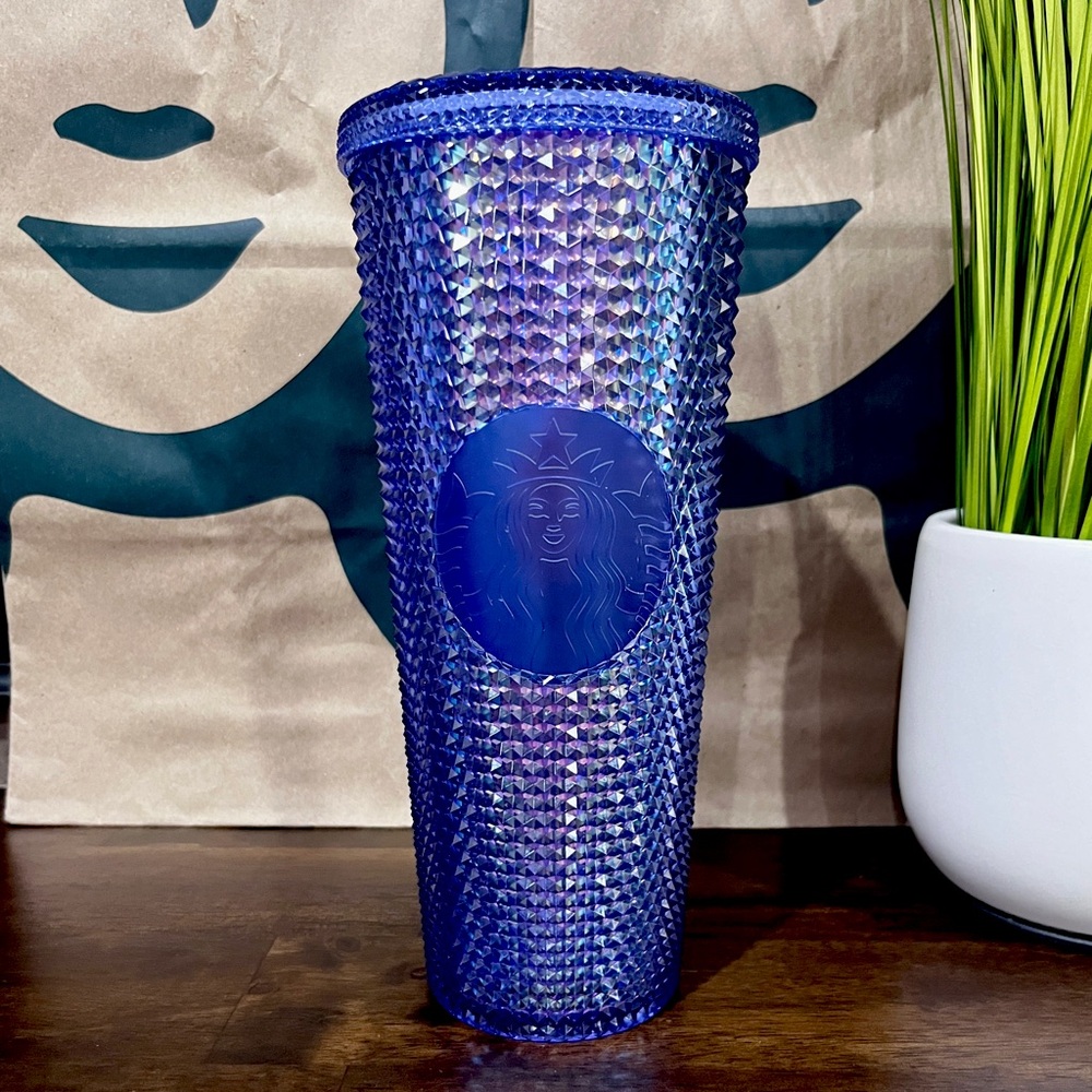 💙Starbucks 2021 Disneyland Resort Blue/Purple Bling Studded Tumbler NO STRAW